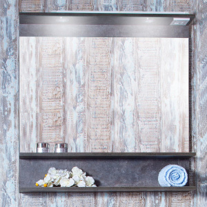 Зеркало Бриклаер Чили 90 цемент, с подсветкой и полкой Зеркало Бриклаер Чили 90 цемент, с подсветкой и полкой