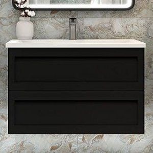 Тумба с раковиной Art&Max Platino 100, подвесная, черная матовая Тумба с раковиной Art&Max Platino 100, подвесная, черная матовая