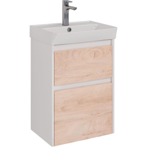 Тумба с раковиной Lemark Combi 50 дуб кантри, белая глянцевая