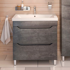 Тумба с раковиной Emmy Стоун 80 напольная, серый бетон