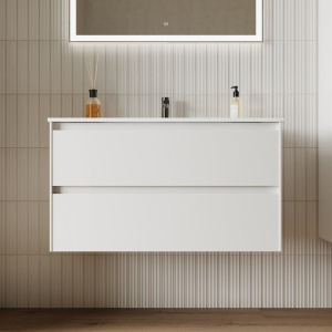 Тумба с раковиной Sancos Cento 90 см белый глянец