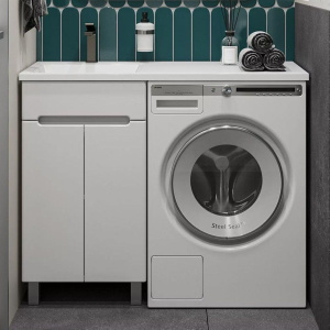 Тумба с раковиной SanStar Эллада 50 белая, раковина Эстет Даллас 1100 L