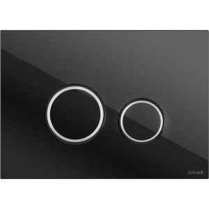 Кнопка смыва Cersanit Twins 64117 стекло, черная