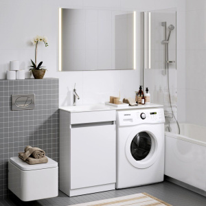 Мебель для ванной Aqwella Forma с бельевой корзиной слева Мебель для ванной Aqwella Forma с бельевой корзиной слева