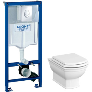Комплект Унитаз подвесной VitrA Valarte + Крышка 124-003-009 с микролифтом + Инсталляция Grohe Rapid SL 38721001 3 в 1 с кнопкой смыва