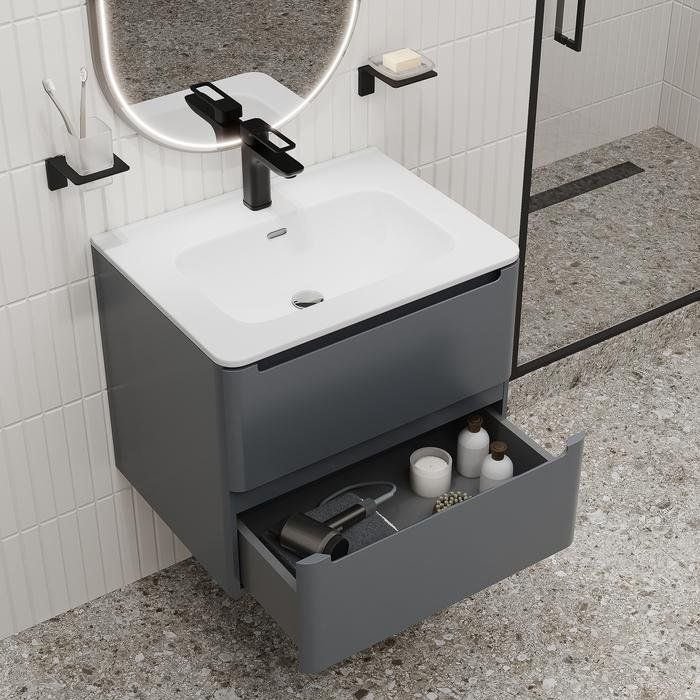 Купить Мебель для ванной IDDIS Edifice 60 подвесная, темно-серая в Москве с доставкой Мебель для ванной IDDIS Edifice 60 подвесная, темно-серая