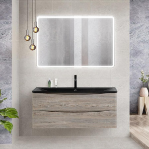Мебель для ванной BelBagno Acqua 120 подвесная, pino scania, черная матовая раковина