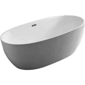 Акриловая ванна Vincea VBT-405-1700MW 170x80 см, отдельностоящая, овальная, с каркасом, со сливом-переливом, белая матовая