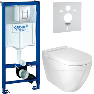Комплект Унитаз подвесной BOCCHI Taormina Arch 1012-001-0129 белый + Крышка A0301-001 с микролифтом + Инсталляция Grohe Rapid SL 38772001 3 в 1 с кнопкой смыва + Шумоизоляция