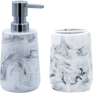 Набор Ridder Toscana Стакан Ridder Toscana 2154201 для зубных щёток, белый + Дозатор Ridder Toscana