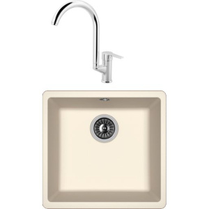 Комплект Мойка кухонная Florentina Вега 400 жасмин + Смеситель MEGA Snow MG-SH03 хром