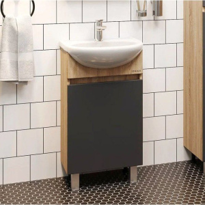 Тумба с раковиной Onika Милтон 45 напольная, серая, дуб сонома