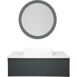 Мебель для ванной La Fenice Terra 100 серая, белая столешница, матовая раковина