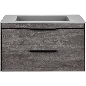 Тумба с раковиной Vincea Chiara 2D 80, 2 ящика, камень, с серой раковиной