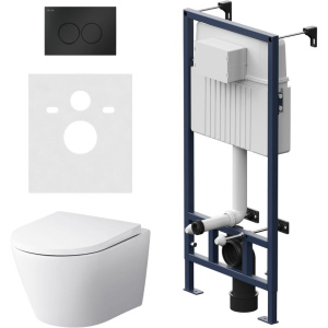 Комплект AM.PM Sense IS70138.741701 FlashClean с сиденьем микролифт, кнопка смыва черная матовая Комплект AM.PM Sense IS70138.741701 FlashClean с сиденьем микролифт, кнопка смыва черная матовая