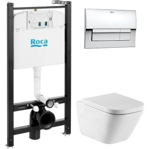 Комплект Roca Gap 893104100 подвесной унитаз + инсталляция + кнопка