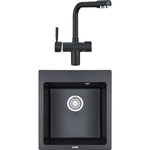 Комплект Мойка кухонная Granula 4651, шварц + Смеситель 2088, шварц Комплект Мойка кухонная Granula 4651, шварц + Смеситель 2088, шварц