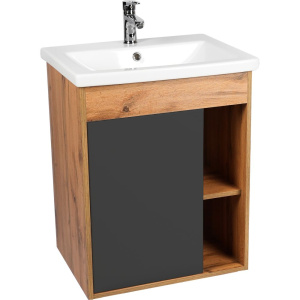 Тумба с раковиной VIANT Бостон 70 подвесная, дуб вотан, графит