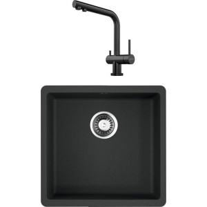 Комплект Мойка кухонная Omoikiri Kata 44-U-BL черная + Смеситель Nagano PVD-GM вороненая сталь Комплект Мойка кухонная Omoikiri Kata 44-U-BL черная + Смеситель Nagano PVD-GM вороненая сталь