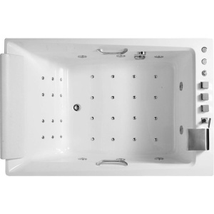 Акриловая ванна Orans OLS-BT65105 R 180x120 см, с гидромассажем, с каркасом, с экранами, со сливом-переливом, со смесителем, с подголовником, для двои