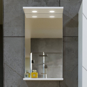 Зеркало Бриклаер Кристалл 40 белое, с подсветкой и полкой Зеркало Бриклаер Кристалл 40 белое, с подсветкой и полкой