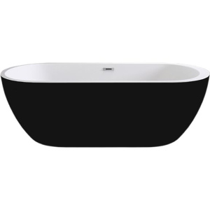 Акриловая ванна Black&White Swan SB105 black 170x80 см, отдельностоящая, овальная, с каркасом, со сливом-переливом, с донным клапаном, черная