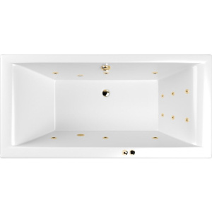 Акриловая ванна WHITECROSS Savia Duo LINE 170x80 см, с гидромассажем, с каркасом, со сливом-переливом, фурнитура золото