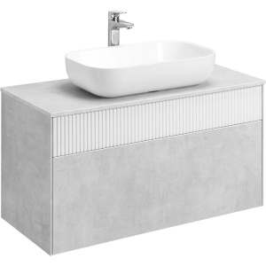 Тумба с раковиной AQUATON Марбл 100 слэйт, белая матовая, раковина 1A73313KLK010