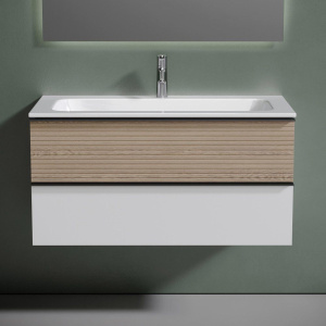 Тумба с раковиной Sancos Delta 100 дуб светлый, белый Тумба с раковиной Sancos Delta 100 дуб светлый, белый