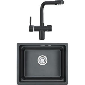 Комплект Мойка кухонная Granula Kitchen Space 5501U, шварц + Смеситель 2088, шварц Комплект Мойка кухонная Granula Kitchen Space 5501U, шварц + Смеситель 2088, шварц