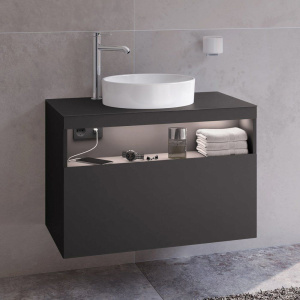 Тумба с раковиной Keuco Stageline 32864 80 см, с подсветкой, розеткой и точкой зарядки USB и USB-C, вулканит