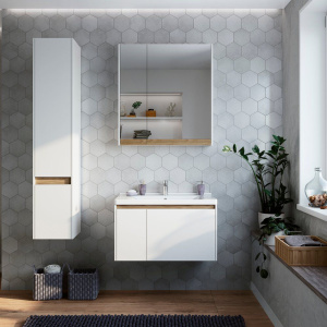 Мебель для ванной STWORKI Стокгольм 80 белая, под дерево, в скандинавском стиле