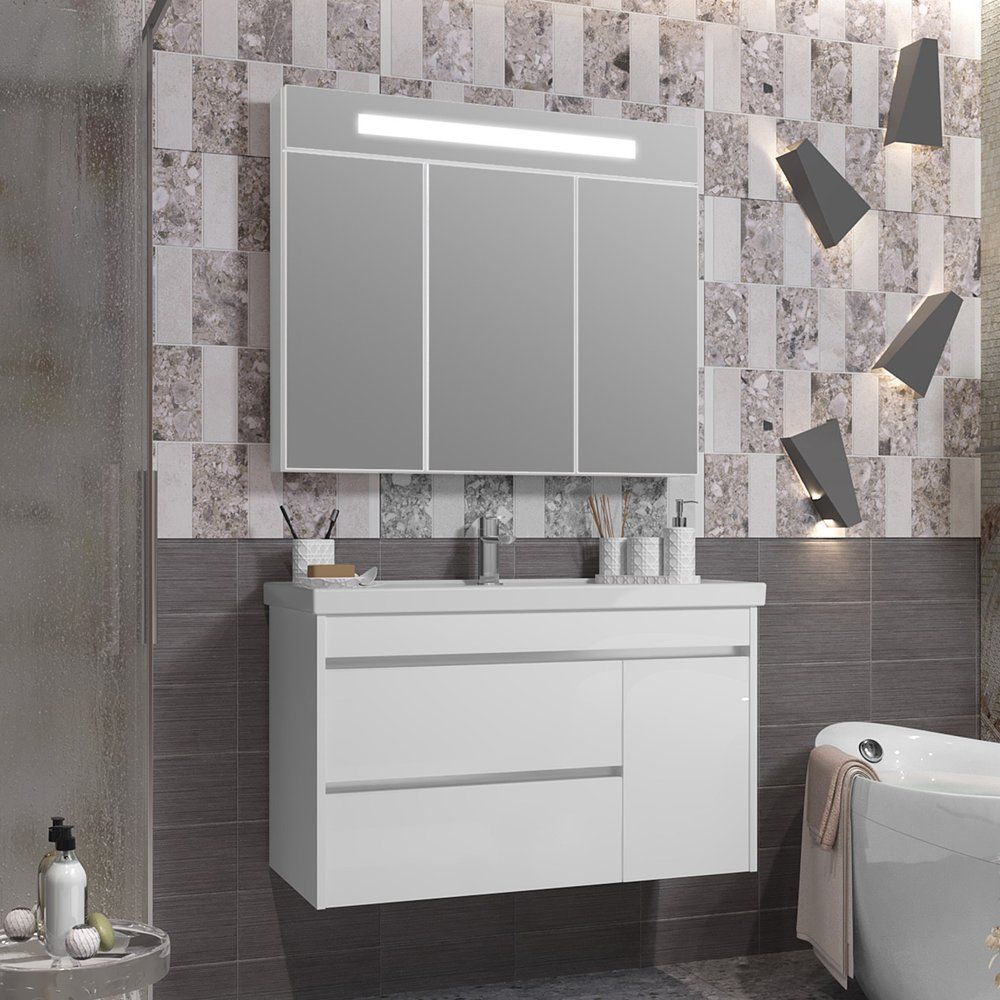 Мебель для ванной Opadiris Фреш 100 белая, вар.2 Мебель для ванной Opadiris Фреш 100 белая, вар.2