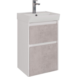 Тумба с раковиной Lemark Combi 45, бетон, белая глянцевая