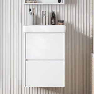 Тумба с раковиной AQUATON Сканди 45 белый глянец, белый матовый Тумба с раковиной AQUATON Сканди 45 белый глянец, белый матовый