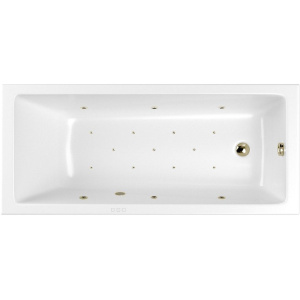Акриловая ванна WHITECROSS Wave Slim RELAX 180x80 см, с гидромассажем, с каркасом, со сливом-переливом, фурнитура бронза
