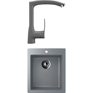 Комплект Мойка кухонная Ulgran U-404 -309 темно-серая + Смеситель U-005 -309 темно-серый