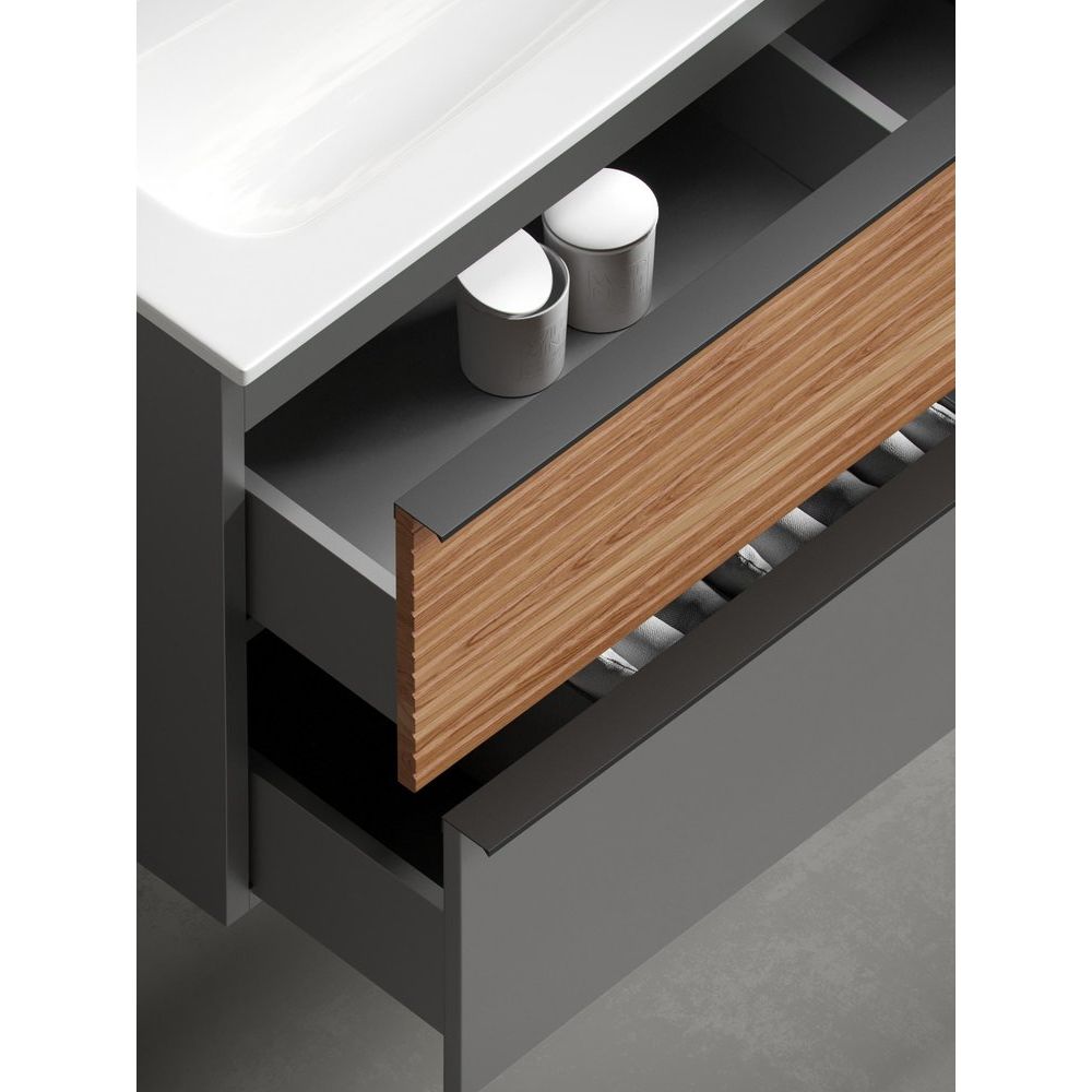 Купить Мебель для ванной Sancos Delta 100 дуб красный, графит в Москве с доставкой Мебель для ванной Sancos Delta 100 дуб красный, графит