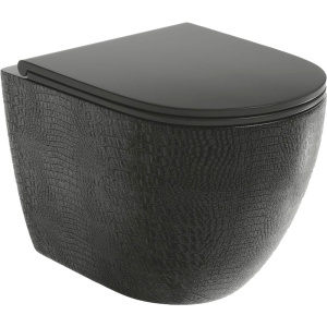 Унитаз подвесной Grossman GR-4455BBLS безободковый, черный глянцевый Унитаз подвесной Grossman GR-4455BBLS безободковый, черный глянцевый