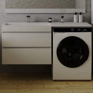 Тумба с раковиной Style Line Даллас 140 Люкс Plus L подвесная, 2 ящика, эмаль