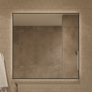 Зеркало DIWO Элиста, 100x100 черное, с подсветкой сенсорной, квадратное, в скандинавском стиле