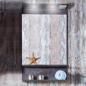 Зеркало Бриклаер Чили 55 цемент, с подсветкой и полкой Зеркало Бриклаер Чили 55 цемент, с подсветкой и полкой