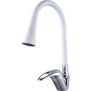 Смеситель для кухни Fashun A4403+A7356 с гибким изливом, хром, белый