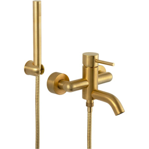 Смеситель для ванны с душем Remer X Style X02 золото брашированное Смеситель для ванны с душем Remer X Style X02 золото брашированное