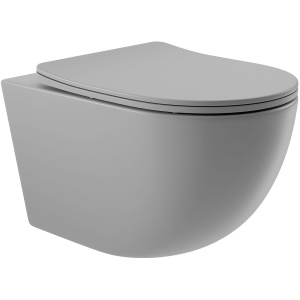 Унитаз подвесной Aqueduto Ovo OVO0130 безободковый, с микролифтом, серый матовый