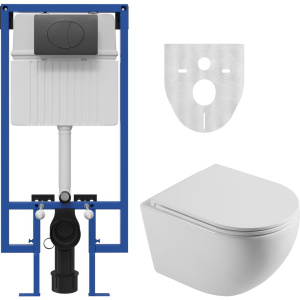 Комплект Унитаз подвесной STWORKI Скаген SK-09up безободковый, с микролифтом + Инсталляция + Кнопка 230858 черный матовый Комплект Унитаз подвесной STWORKI Скаген SK-09up безободковый, с микролифтом + Инсталляция + Кнопка 230858 черный матовый