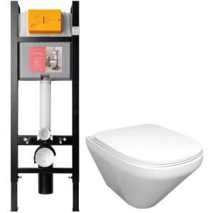 Комплект унитаз с инсталляцией и сиденьем микролифт Jacob Delafon Modern Life E21774RU-00 безободковый