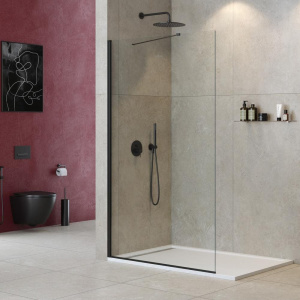 Душевая перегородка Cezares Liberta L-1-TB-125-C-NERO профиль черный, стекло прозрачное