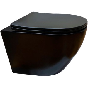 Унитаз подвесной Ceruttispa Sella Aria CT9160 безободковый, с микролифтом, черный Унитаз подвесной Ceruttispa Sella Aria CT9160 безободковый, с микролифтом, черный