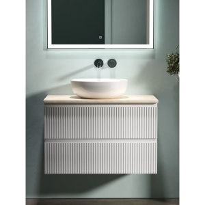 Тумба с раковиной Sancos Snob R 80 см, bianco, столешница бежевая, раковина CN5024